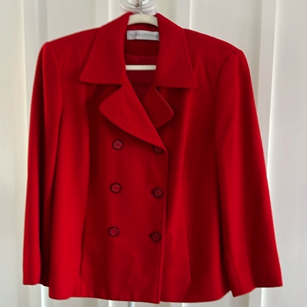 Red wool blend VALERIE STEVENS jacket - Picture 2 of 10